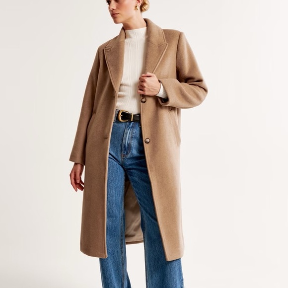 Abercrombie & Fitch Jackets & Blazers - Abercrombie & Fitch Tan Wool Blend Long Button Coat Size Small